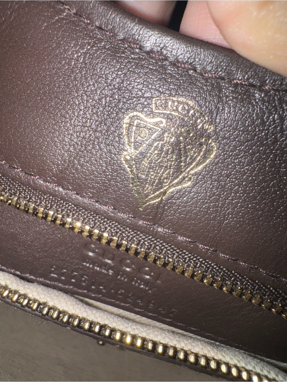 Gucci Brown & Cream Python-Print Satchel with Gold Hardware - Picture 4 of 8